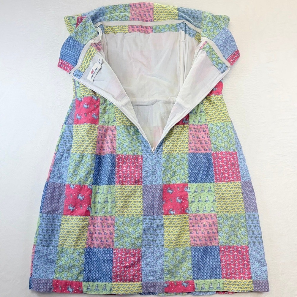 Vineyard Vines Strapless Dress Women's 12 Patchwork Nautical Multicolor Lined - Picture 3 of 12